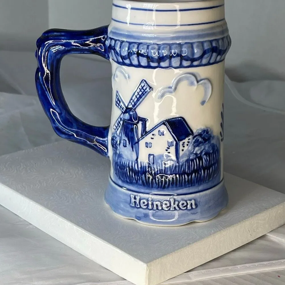VTG Delft Blue ceramic Heineken beer stein